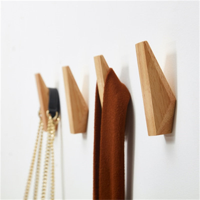 1Pc New Japanese Style Simple Modern Solid Wood Hook Wall Hanging Decoration Household Towel Key Hook Fitting Room Coat Hooks