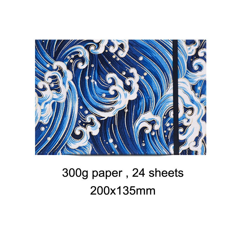 Japan 300g Cotton Watercolor Paper Drawing Book 200x135mm Hot Stamping Sketchbook Painting Travel Hand Book Sketch Pad