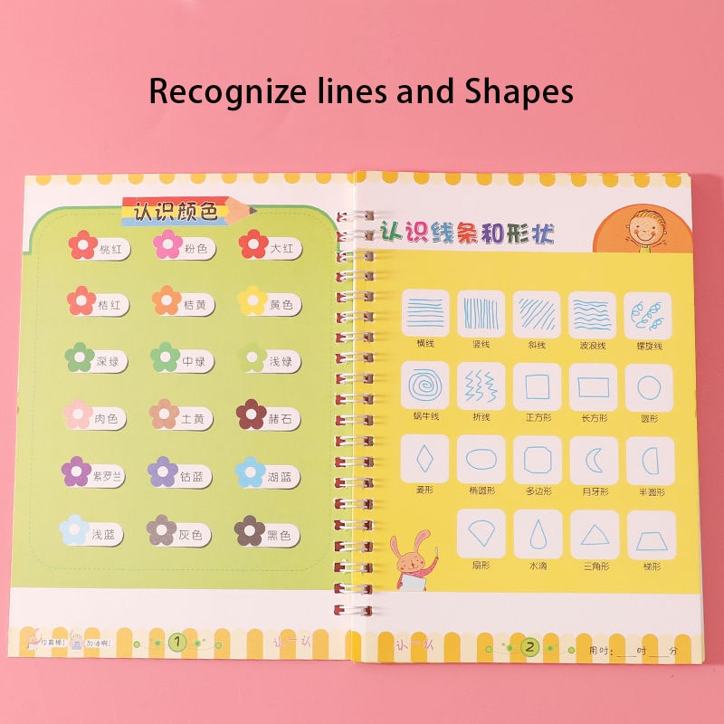 Children's Groove Copybook Toddler Baby Copying Graffiti Hand-Painted Coloring Pencil Sketch Drawing Book Practice Calligraphy