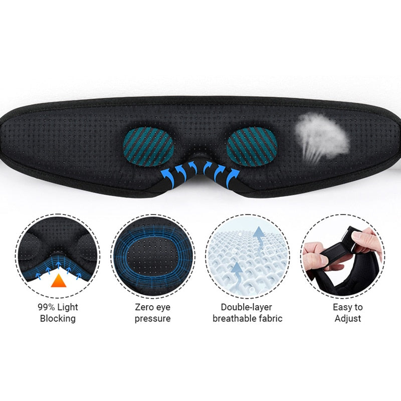 Bluetooth 5.2 Headphone 3D Wireless Music Eye Mask White Noise Headset For Artifact breathable Sleeping Headphones
