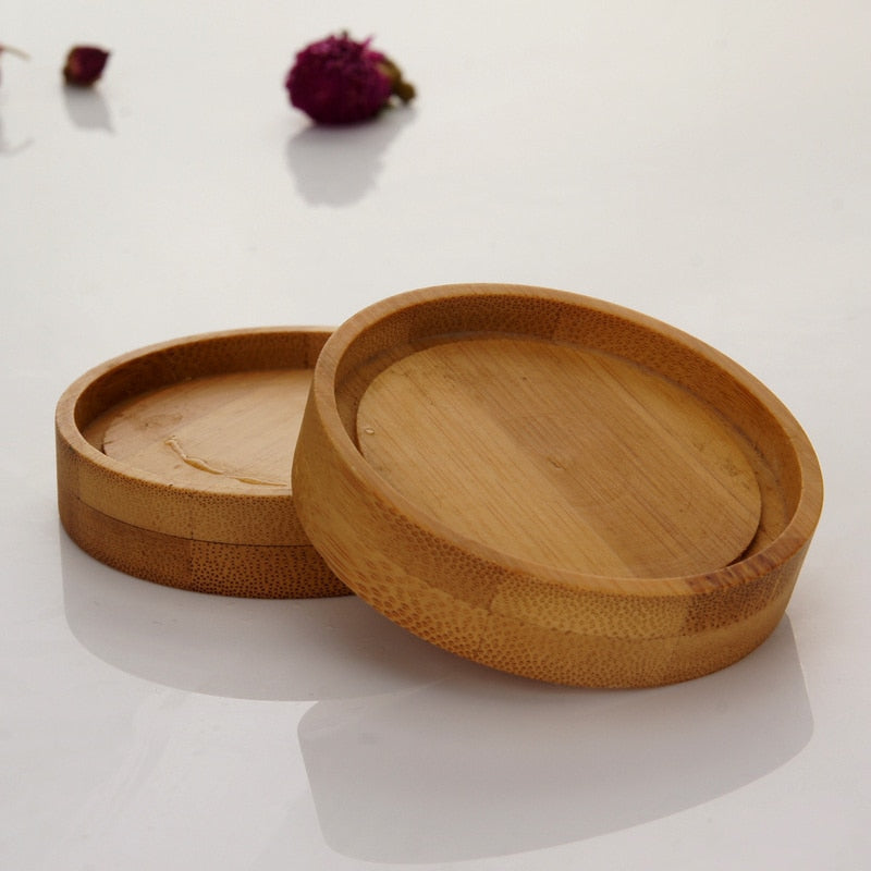 6 Pcs Double Wall Cups Design Shot Teacups With Bamboo Saucers Set Anti-hot Tasse Cafe Coffee Oolong Pu'er Scented Tea Cup 80ml