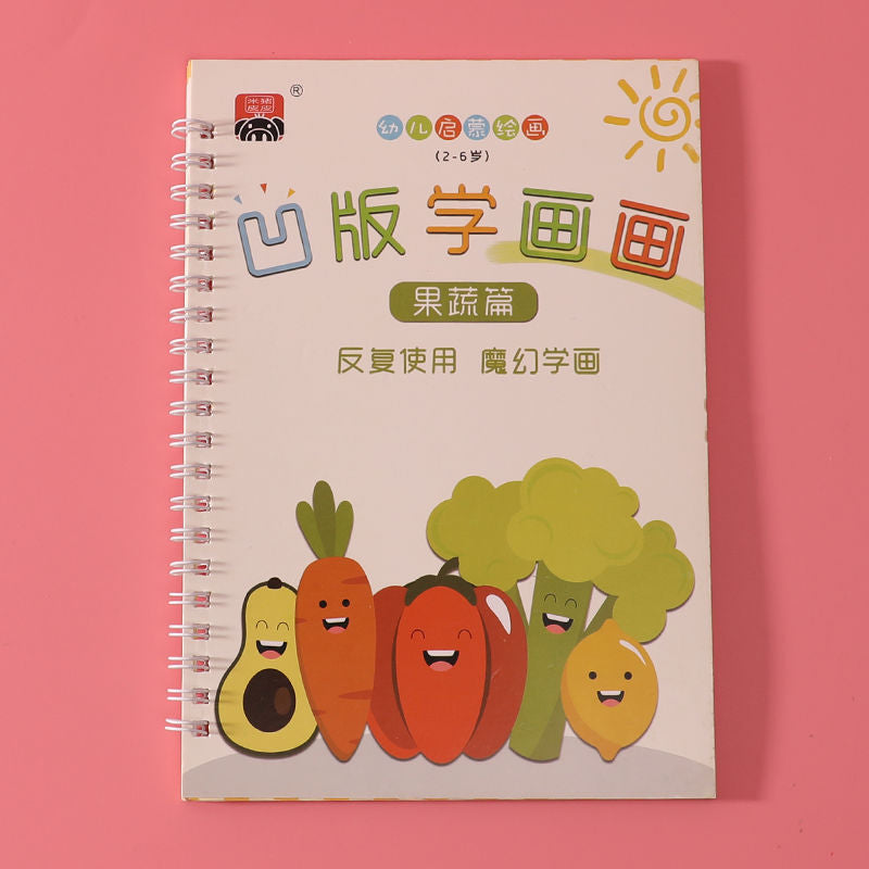 Children's Groove Copybook Toddler Baby Copying Graffiti Hand-Painted Coloring Pencil Sketch Drawing Book Practice Calligraphy