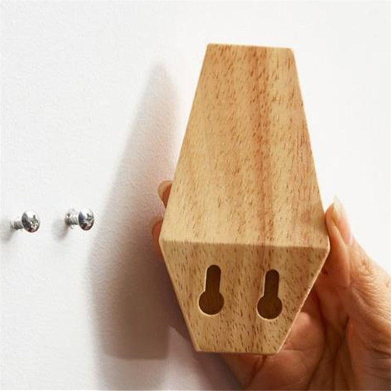 1Pc New Japanese Style Simple Modern Solid Wood Hook Wall Hanging Decoration Household Towel Key Hook Fitting Room Coat Hooks