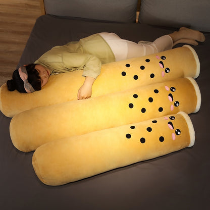 100/130/150cm Cute Bubble Tea Cup Plush Toy Soft Long Stuffed Pillow Kawaii Fruit Milk Tea Plush Doll Sleeping Cushion Girl Gift