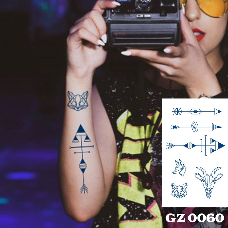 1Pcs Ink Juice Butterfly Text Tattoos Body Art Waterproof Temporary Tattoo Sticker For Men Women