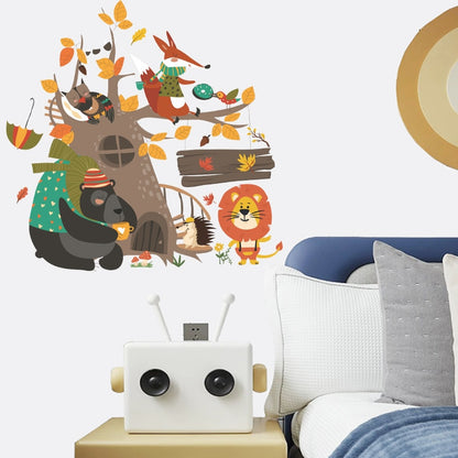 Hand Painted Forest Animals Wall Stickers for Kids room Bedroom Wall Decor Vinyl PVC Wall posters Home Decor Cartoon Wall Decals