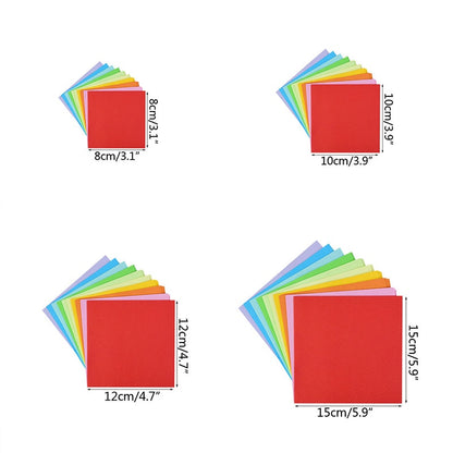 100pcs Origami Square Paper Double Sided Folding Lucky Wish Paper Crane Craft DIY Colorful Scrapbooking 8x8/10x10/12x12/15x15cm