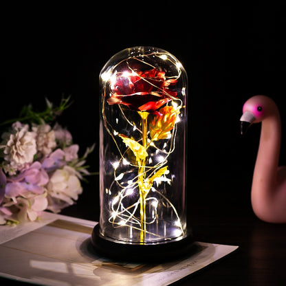 2021 Beauty and Beast Light Galaxy Rose Flower Glass Cover LED Battery Lamp Birthday Valentine&#39;s Day Gift For Mom Mother&#39;s Gift