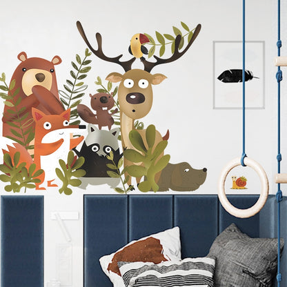 Hand Painted Forest Animals Wall Stickers for Kids room Bedroom Wall Decor Vinyl PVC Wall posters Home Decor Cartoon Wall Decals