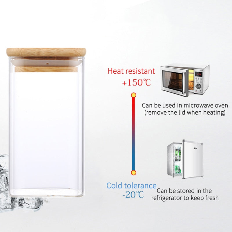 Square Sealed Glass Jars For Spice Kitchen Storage Coffee Bean Storage Can Mason Jar With Lid  Food Container