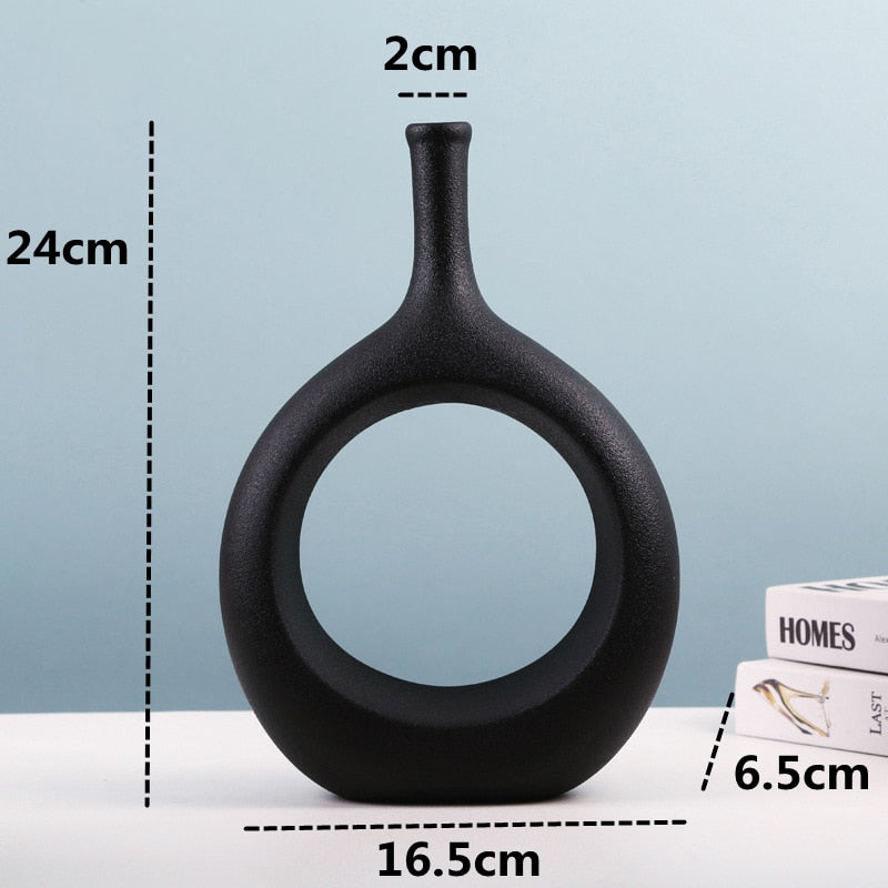 VILEAD Ceramic Hollow Out Flower Vase Figurines Nordic Modern Planter Pots Living Room Desktop Interior Decorative Decorations