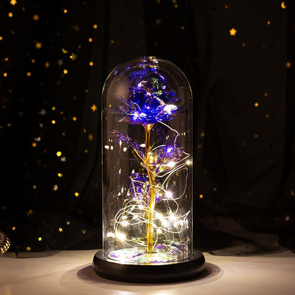 2021 Beauty and Beast Light Galaxy Rose Flower Glass Cover LED Battery Lamp Birthday Valentine&#39;s Day Gift For Mom Mother&#39;s Gift