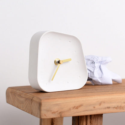 Nordic Home Decoration Accessories Geometry Shaped Cement Table Clock Desktop Decoration Mute Concrete Small Desk Clock