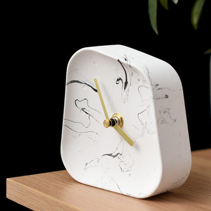 Nordic Home Decoration Accessories Geometry Shaped Cement Table Clock Desktop Decoration Mute Concrete Small Desk Clock