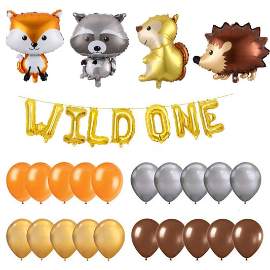 Jungle Safari Forest Party Decorations Raccoon Hedgehog Squirrel Fox Animals Balloons Wild One Baby Shower Birthday Party Globos