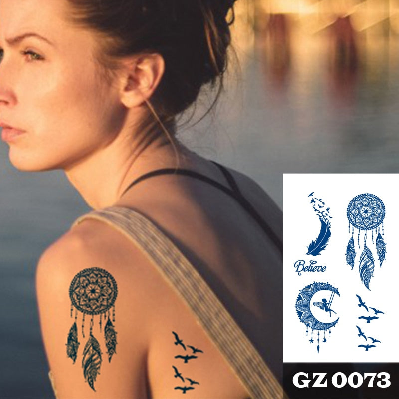 1Pcs Ink Juice Butterfly Text Tattoos Body Art Waterproof Temporary Tattoo Sticker For Men Women