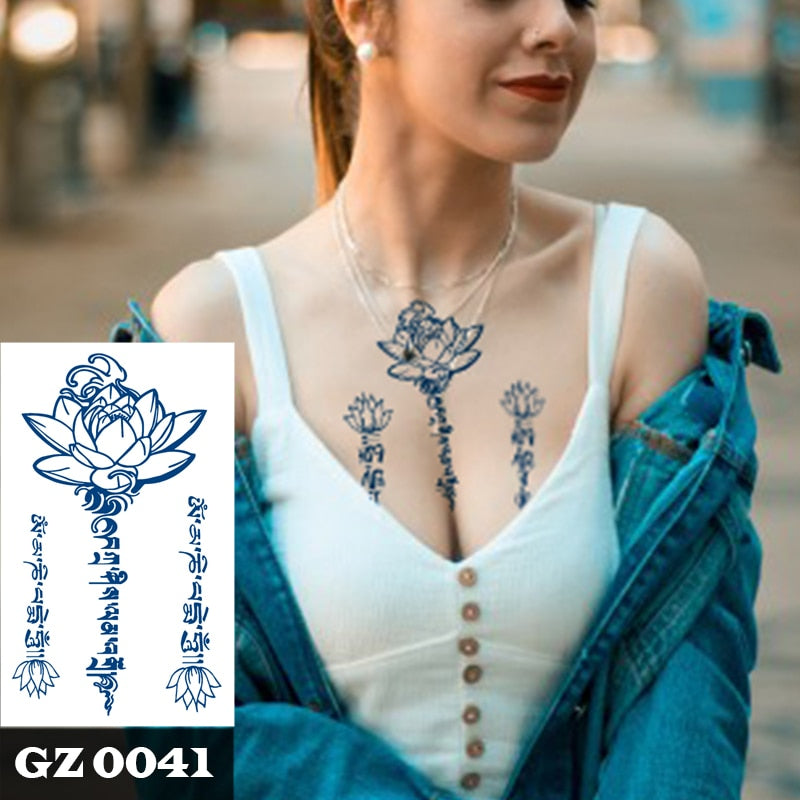 1Pcs Ink Juice Butterfly Text Tattoos Body Art Waterproof Temporary Tattoo Sticker For Men Women