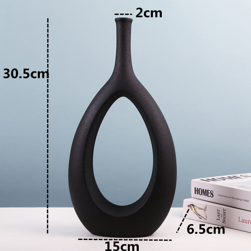VILEAD Ceramic Hollow Out Flower Vase Figurines Nordic Modern Planter Pots Living Room Desktop Interior Decorative Decorations