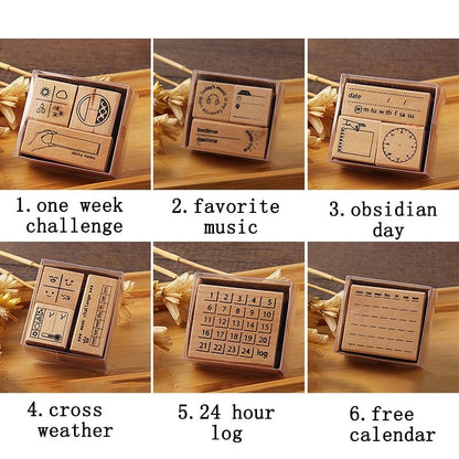 Self Inking Number Letter Stamp School Stationery Wood Rectangle Kids Number Seal Diary Decoration DIY Handmade 1Set with box