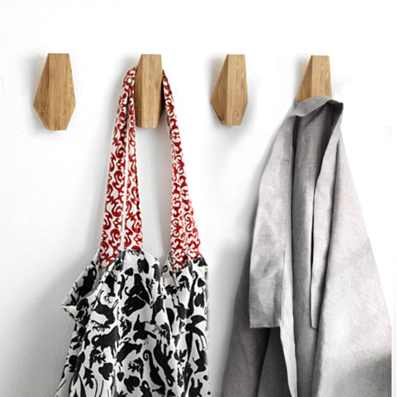 1Pc New Japanese Style Simple Modern Solid Wood Hook Wall Hanging Decoration Household Towel Key Hook Fitting Room Coat Hooks