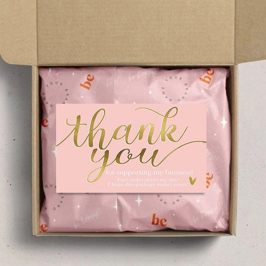 30pcs Thank You for Supporting My Small Business Card Thanks Greeting Card Appreciation Cardstock for Sellers Gift 5.4*9cm