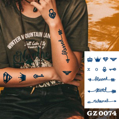 1Pcs Ink Juice Butterfly Text Tattoos Body Art Waterproof Temporary Tattoo Sticker For Men Women