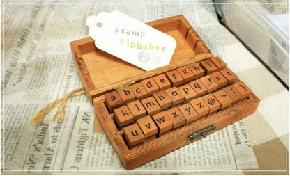Self Inking Number Letter Stamp School Stationery Wood Rectangle Kids Number Seal Diary Decoration DIY Handmade 1Set with box