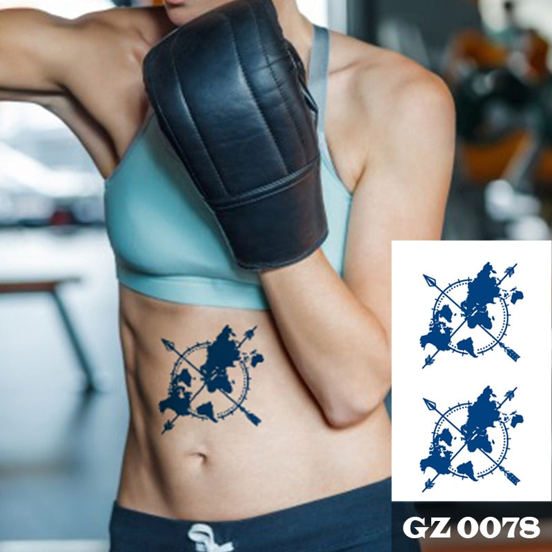 1Pcs Ink Juice Butterfly Text Tattoos Body Art Waterproof Temporary Tattoo Sticker For Men Women