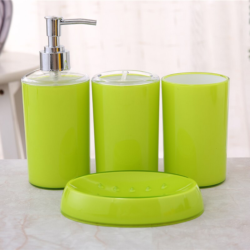 4 Pcs/Set Bathroom Accessories Suit Plastic Soap Dispenser Cup Toothbrush Holder Soap Dish Set