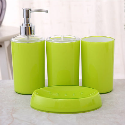 4 Pcs/Set Bathroom Accessories Suit Plastic Soap Dispenser Cup Toothbrush Holder Soap Dish Set