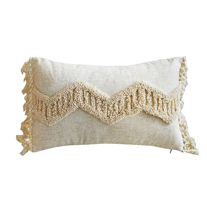 Boho Style cushion cover 45x45cm pillow cover Cotton Linen Tufted Tassles Beige for Home decoration Sofa Bed 45x45cm/30x50cm