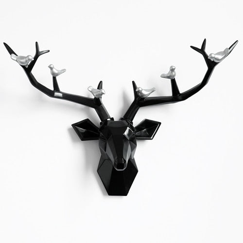 Resin 3d Big Deer Head Wall Decor for Home Satue Decoration Accessories Abstract Sculpture Modern Animal Head wall Decoration