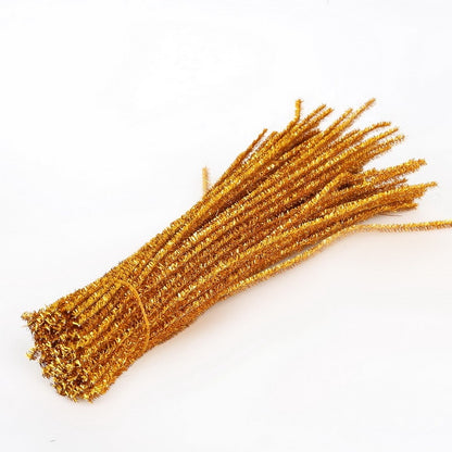 100pcs Glitter Chenille Stems Pipe Cleaners Plush Tinsel Stems Wired Sticks Kids Educational DIY Craft Supplies Toys Crafting