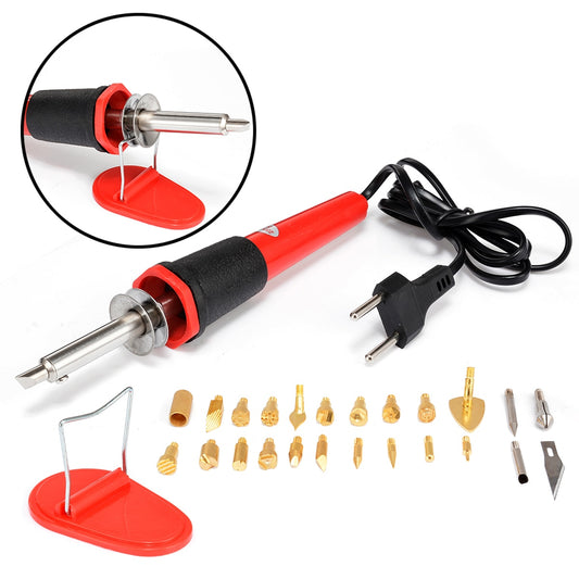 26pcs Pyrography Tools Wood Burning Iron Pen Tip Kit Set 220-240V 30W Soldering Tool For Leather Embossing Craft