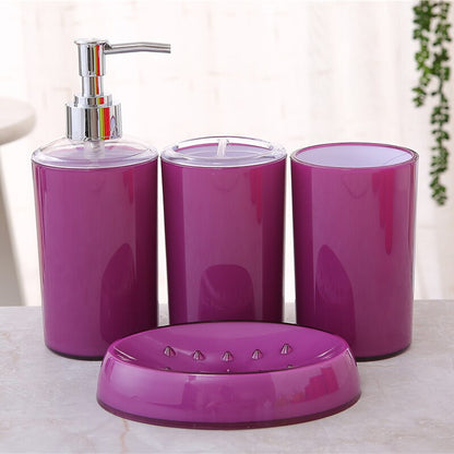 4 Pcs/Set Bathroom Accessories Suit Plastic Soap Dispenser Cup Toothbrush Holder Soap Dish Set