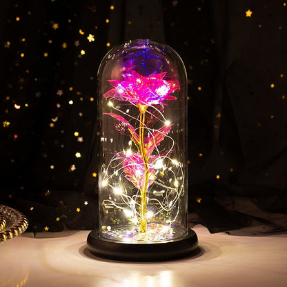2021 Beauty and Beast Light Galaxy Rose Flower Glass Cover LED Battery Lamp Birthday Valentine&#39;s Day Gift For Mom Mother&#39;s Gift