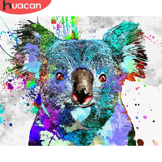 HUACAN DIY Oil Painting By Numbers Koala Animal Paint By Number Canvas Handpainted Kits Home Decoration
