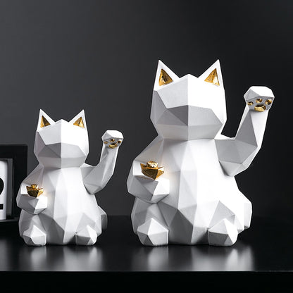 Resin Sculpture Lucky Cat Statue Decoration Fashion Modern Home Decor Statue Gift Desktop Furnishings Home Accessories Ornaments
