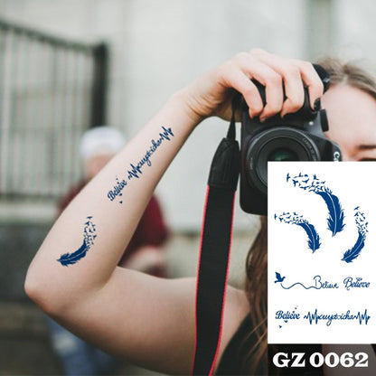 1Pcs Ink Juice Butterfly Text Tattoos Body Art Waterproof Temporary Tattoo Sticker For Men Women