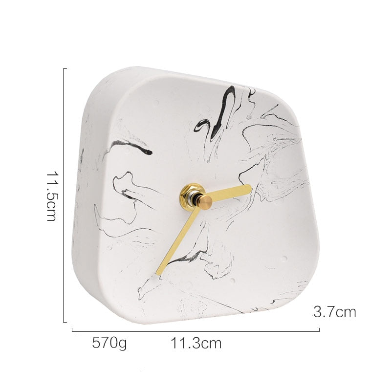 Nordic Home Decoration Accessories Geometry Shaped Cement Table Clock Desktop Decoration Mute Concrete Small Desk Clock