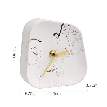Nordic Home Decoration Accessories Geometry Shaped Cement Table Clock Desktop Decoration Mute Concrete Small Desk Clock