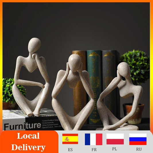 Abstract Thinker Statue Sculpture Nordic Resin Thinker Character Figurine European Style Office Home Decoration Accessories