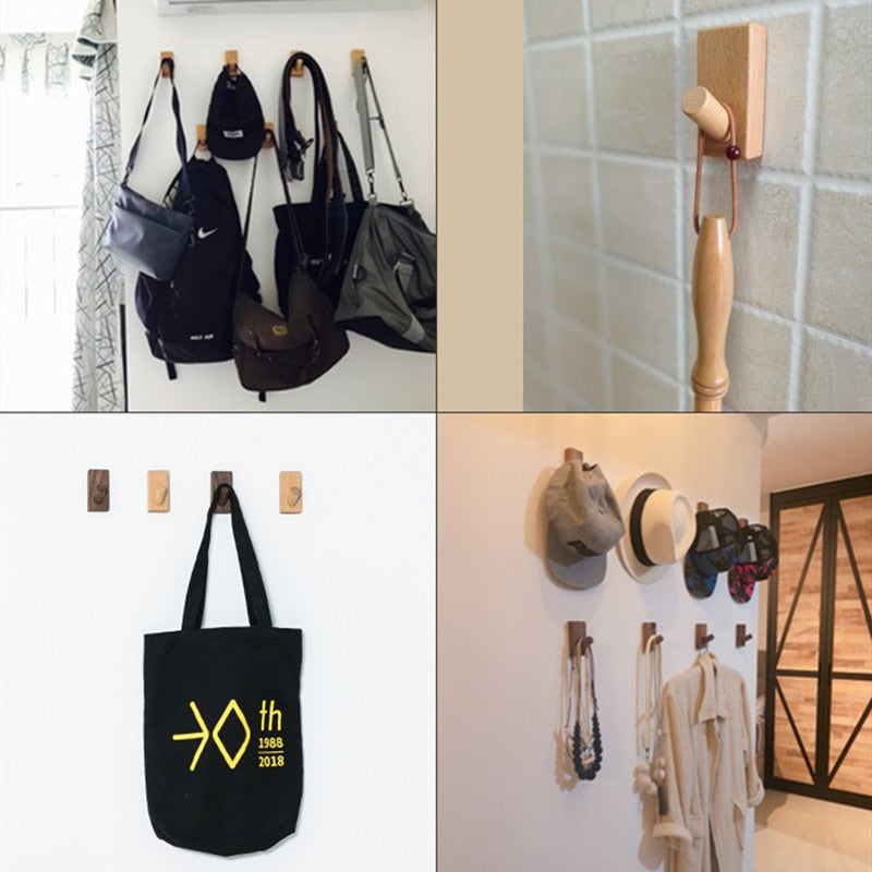 Japanese Solid Wood Hook Door Coat Hanger Bedroom Hanging Clothes Hook Clothing Store Wall Organizer Bathroom Towel Hanger