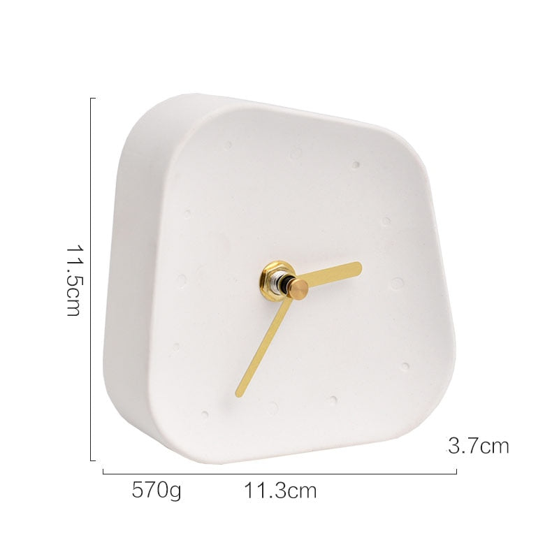 Nordic Home Decoration Accessories Geometry Shaped Cement Table Clock Desktop Decoration Mute Concrete Small Desk Clock