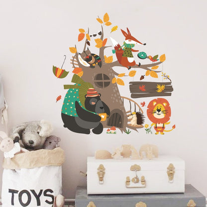 Hand Painted Forest Animals Wall Stickers for Kids room Bedroom Wall Decor Vinyl PVC Wall posters Home Decor Cartoon Wall Decals