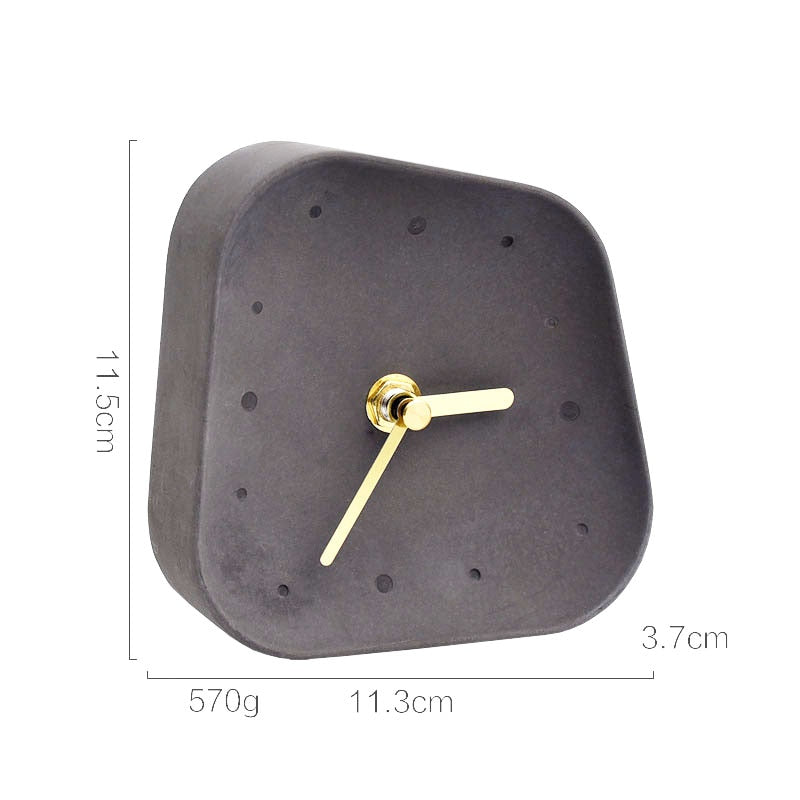 Nordic Home Decoration Accessories Geometry Shaped Cement Table Clock Desktop Decoration Mute Concrete Small Desk Clock