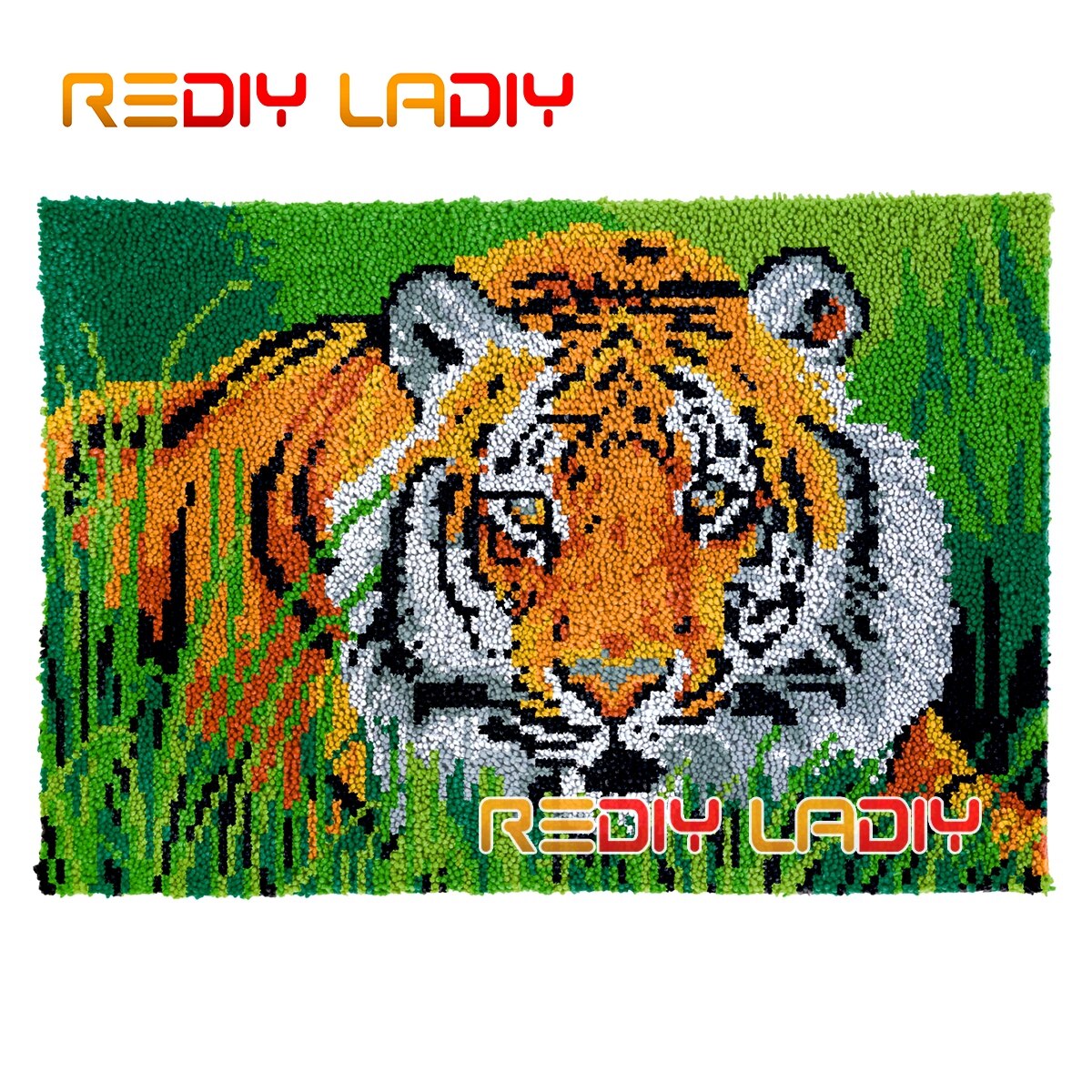 Latch Hook Kits King of Lion Chunky Yarn Embroidery Crocheting Tapestry Kits Needlework Arts & Crafts DIY Carpet Rug 85*58cm