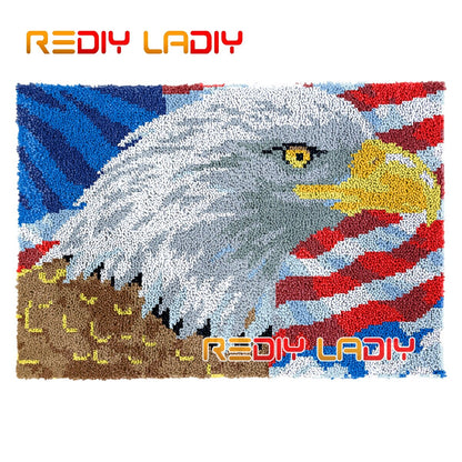 Latch Hook Kits King of Lion Chunky Yarn Embroidery Crocheting Tapestry Kits Needlework Arts & Crafts DIY Carpet Rug 85*58cm