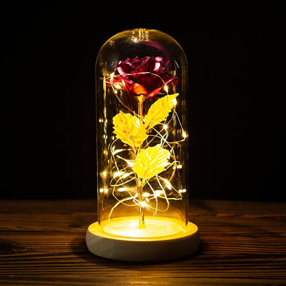 2021 Beauty and Beast Light Galaxy Rose Flower Glass Cover LED Battery Lamp Birthday Valentine&#39;s Day Gift For Mom Mother&#39;s Gift