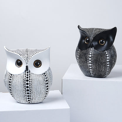 Nordic Style Owls Ornament Owl Resin Craft Lovely Bird Miniatures Figurines for Home Decor Living Room Bedroom Office Decoration